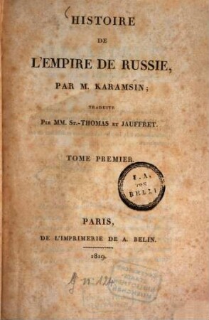 Histoire de l'empire de Russie, 1 (1819)