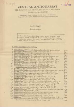 Nr. 803: Kleinliteratur