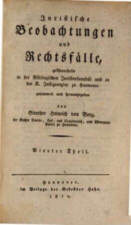 Juristische Beobachtungen und Rechtsfälle, 4