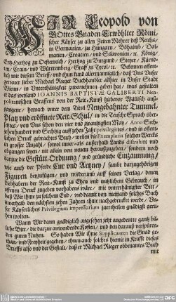 Wir Leopold von Gottes Gnaden Erwöhlter Römischer Kayser zu allen Zeiten ...