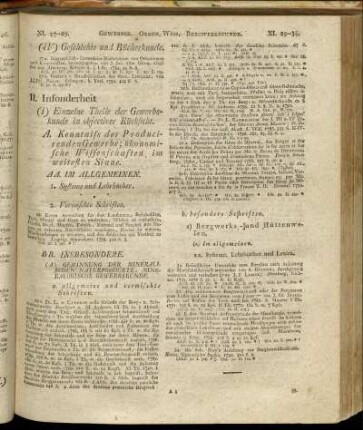 (I) Einzelne Theile der Gewerbskunde in objectiver Rücksicht