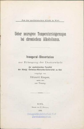 Ueber neurogene Temperatursteigerungen bei chronischem Alkoholismus