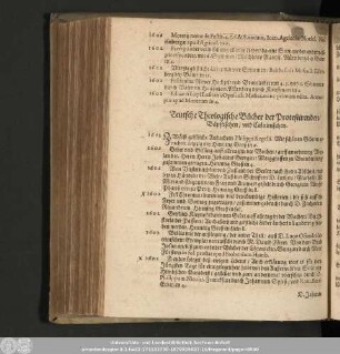 Teutsche Theologische Bücher der Protestirenden/ Bäpstischen/ und Calvinischen.