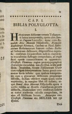11-80, Cap. I. Biblia Polyglotta