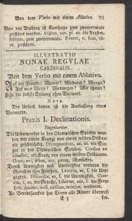 Illustratio Nonae Regulae Cardinalis. Von dem Verbo mit einem Ablativo.
