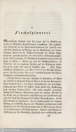 I. Flachsspinnerei