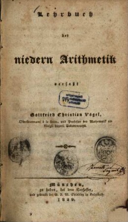 Lehrbuch der niedern Arithmetik