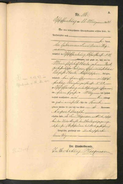 Standesamtsbuch der Stadt Aschaffenburg: Geburten 365/1900 - 184/1901