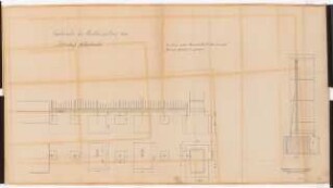 Reichsluftfahrtministerium, Berlin: Ehrenhof, Abschlussgitter zur Wilhelmstraße (Fundament): Ansicht, Grundriss, Schnitt