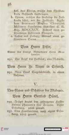 V. Von Eleven und Schülern der Akademie