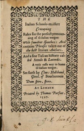 The Italian Schoole-maister