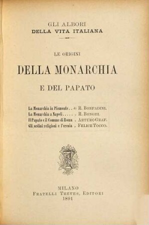 Gli Albori della vita italiana, II