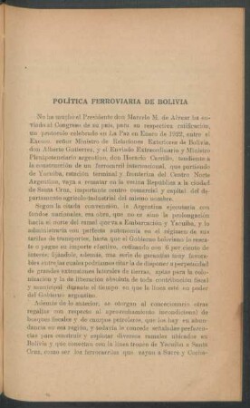 Política ferroviaria de Bolivia