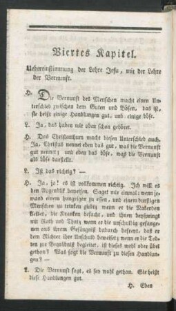 Viertes Kapitel. Uebereinstimmung der Lehre Jesu, mit der Lehre der Vernunft.