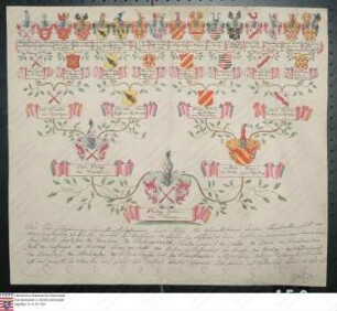 Ahnenprobe des Philipp Anton v. Venningen (Bruder Friedrich Joseph Anton). - ausgefertigt 1797 März 18, Pergament