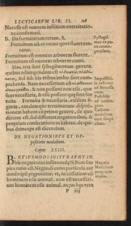 De Negationibus Et Oppositione modalium. Caput XXIII.