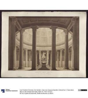 Die Vestalin. Oper von Gaspare Spontini. Entwurf zur 2. Dekoration. Blick in den Tempel der Vesta