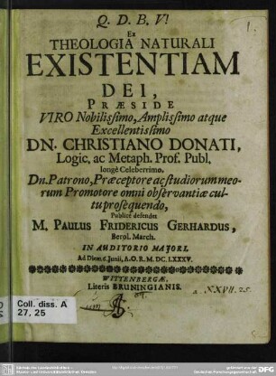 Ex theologia naturali existentiam dei