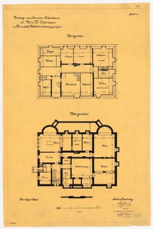 Villa Ostermann, Darmstadt Projekt I: Grundrisse UG und Dachgeschoss, 1:100