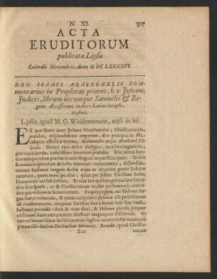 N. XI. [...] Calendis Novembris, Anno M DC LXXXVI.