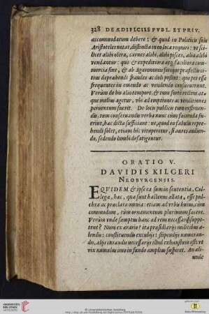 Oratio V: Davidis Kilgeri Neobvrgensis