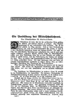 Die Vorbildung des Mittelschullehrers