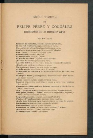 Obras cómicas de Felipe Pérez y González