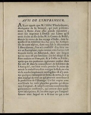 Avis de L'Imprimeur.