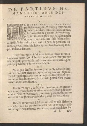 De Partibus Humani Corporis Disputatio Medica.