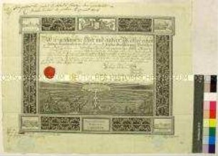 Arbeitszeugnis für den Metzgergesellen Joseph Paul von den Meistern der Metzgerzunft zu Karlsruhe