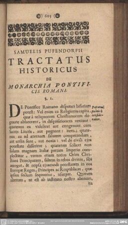 Tractatus Historicus De Monarchia Pontificis Romani