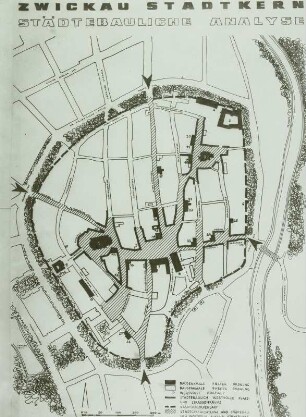 Zwickau: Plan des Stadtkerns, Städtebauliche Analyse