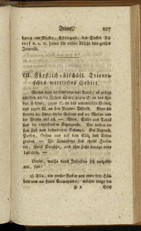 VII. Fürstlich-bischöfl. Trientisches weltliches Gebiet.