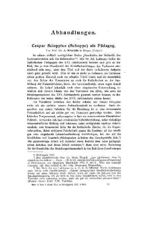 Caspar Scioppius (Schoppe) als Pädagog.