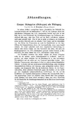 Caspar Scioppius (Schoppe) als Pädagog.