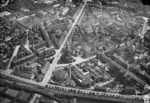 Dresden. Wilsdruffer Vorstadt zwischen Postplatz und Wettiner-Ammonstraße von West. Luftbild-Schrägaufnahme