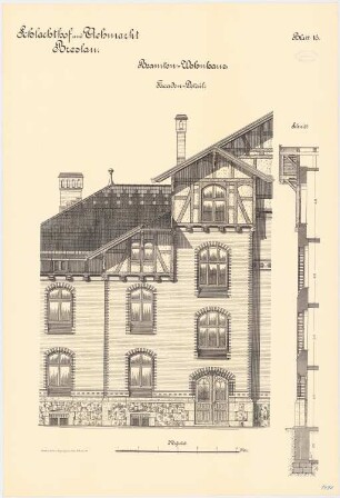 Schlachthof und Viehmarkt, Breslau Beamten-Wohnhaus: Fassadendetail 1:25