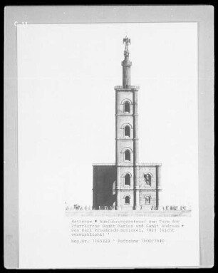 Rathenow, Ausführungsentwurf zum Turm der Evangelischen Stadtpfarrkirche Sankt Marien und Andreas
