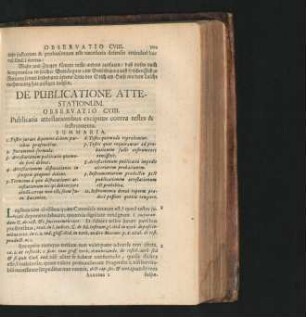 De Publicatione Attestationum. Observatio CVIII.