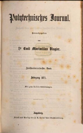 Polytechnisches Journal. 201. 1871