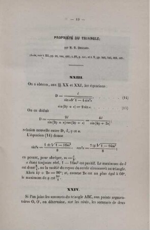 Propriété du triangle.