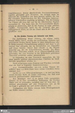 B) Die direkte Tonung mit Schwefel und Selen
