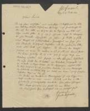 Brief von Friedrich Hofmeister an David Heinrich Hoppe