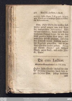 Die CXLI. Lection. Gehalten Sonnabends d. 27. Oct. 1725.