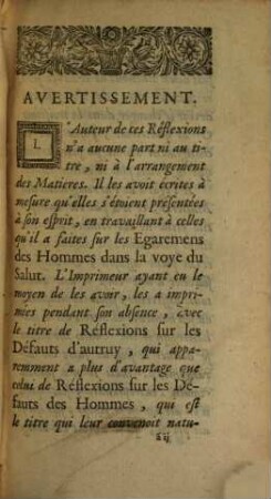 Reflexions Sur Les Défauts D'Autruy, 1
