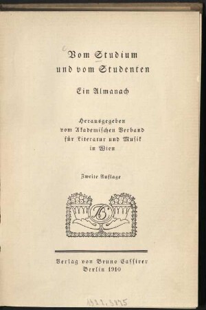 Vom Studium und vom Studenten : ein Almanach