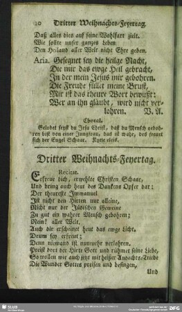Dritter Weihnachts-Feyertag