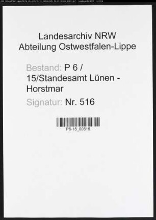 Sterberegister Standesamt Lünen-Horstmar