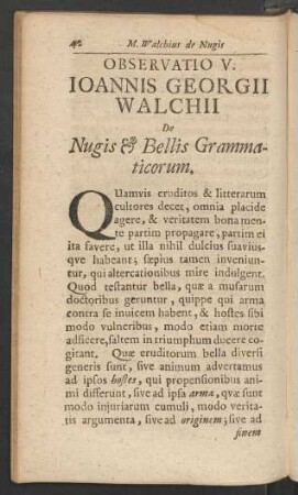 Observatio V. Ioannis Georgii Walchii De Nugis & Bellis Grammaticorum