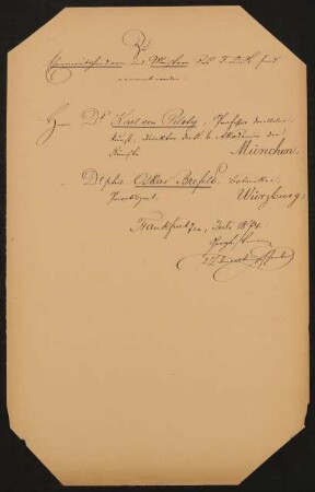 Liste "Zu Ehrenmitgliedern und Meistern des F.D.H. sind ernannt worden" (07.1874)